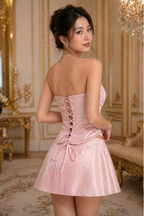 Soft Glam Sexy Pink Bandeau Top & Bodycon Mini Skirt Coord-Set