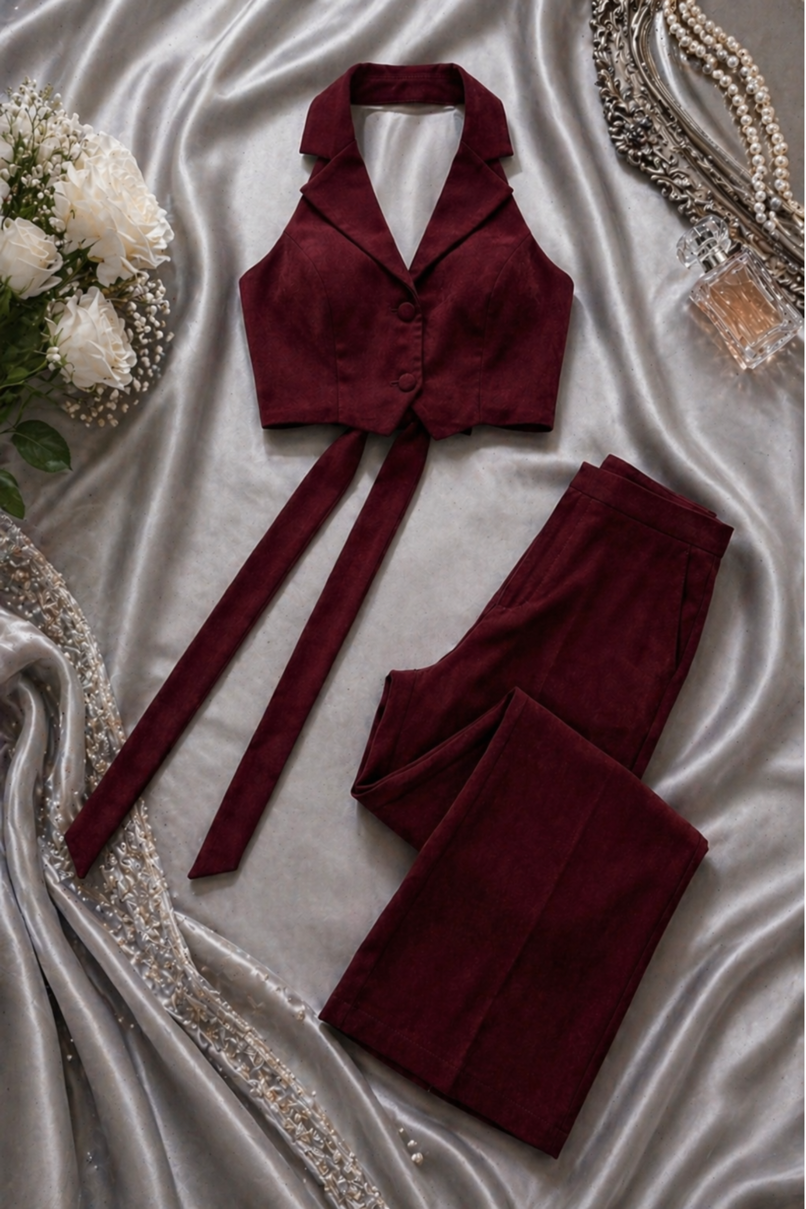 Rouge Bordeaux Luxe Coord-Set
