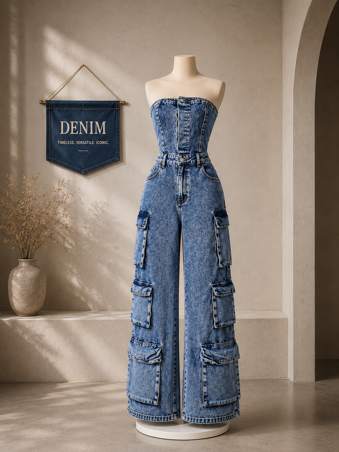 Éclipse Cargo Denim Jumpsuit