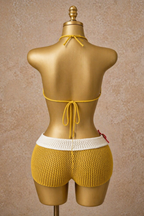 Sunshine Muse Yellow Floral Bikini & Shorts Set – Slim, Sexy Summer Vacation Outfit
