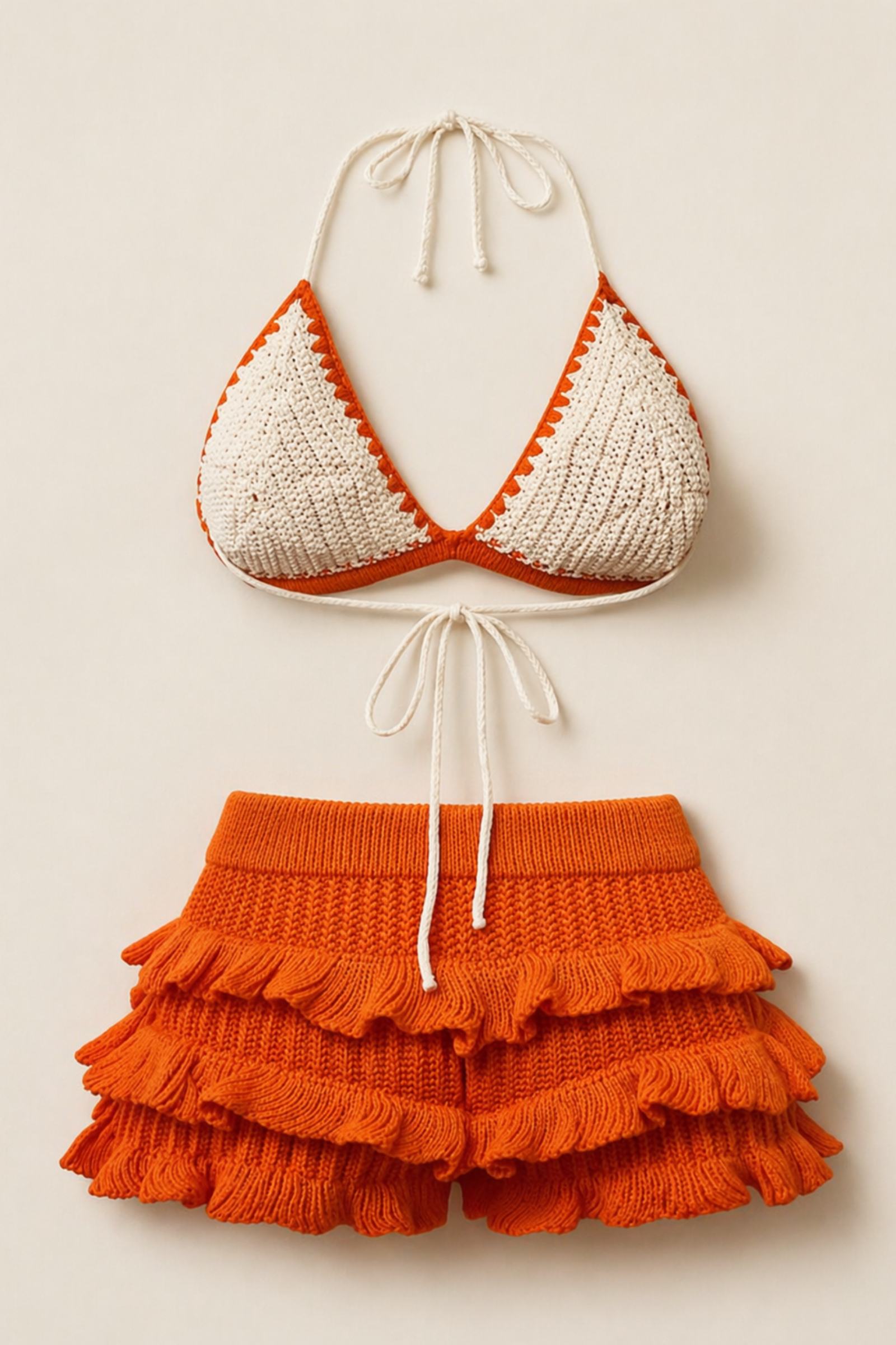 Sweet Tangerine Y2K Crochet Beach – Women’s Knit Summer Coord-Set
