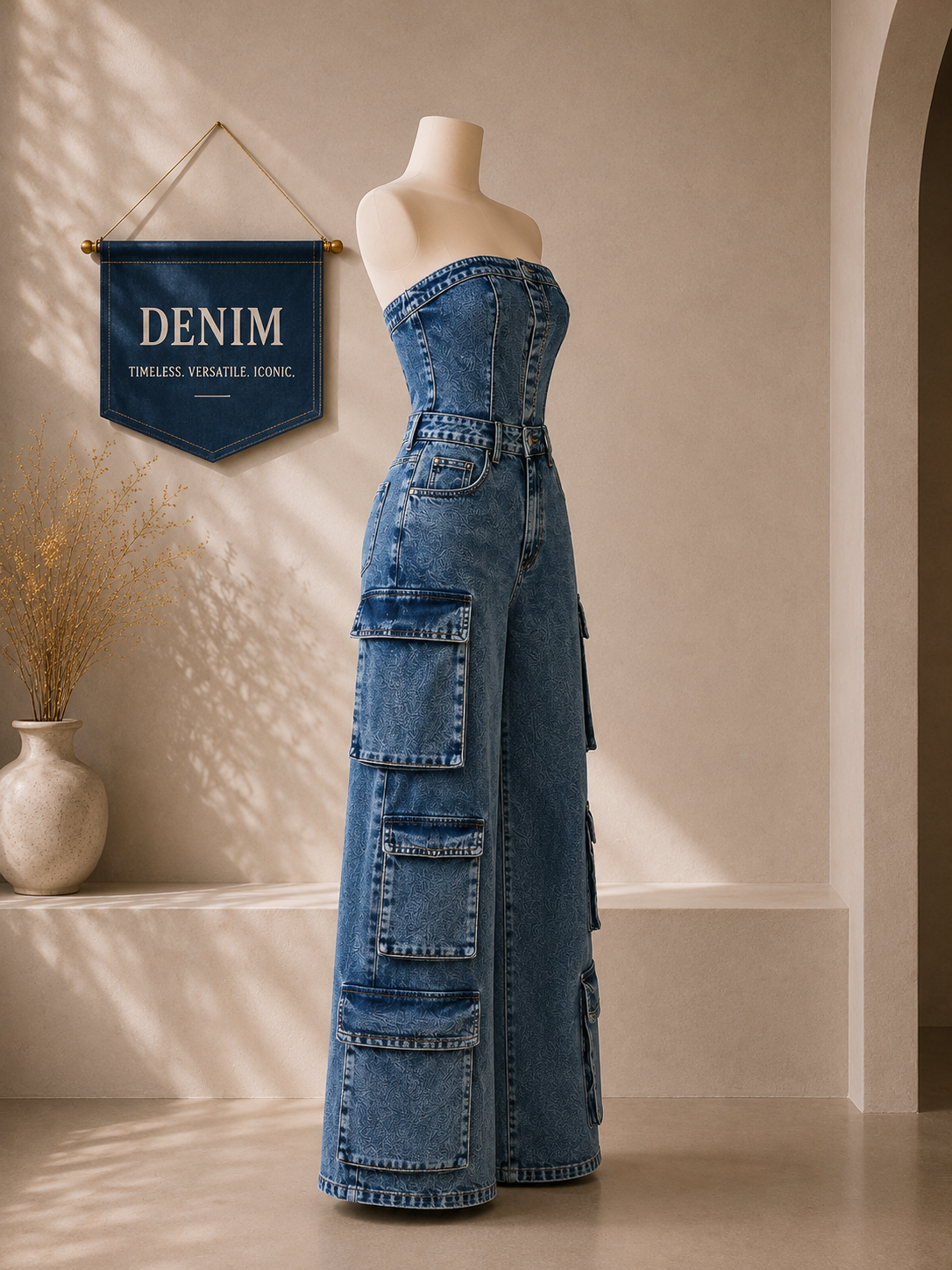 Éclipse Cargo Denim Jumpsuit