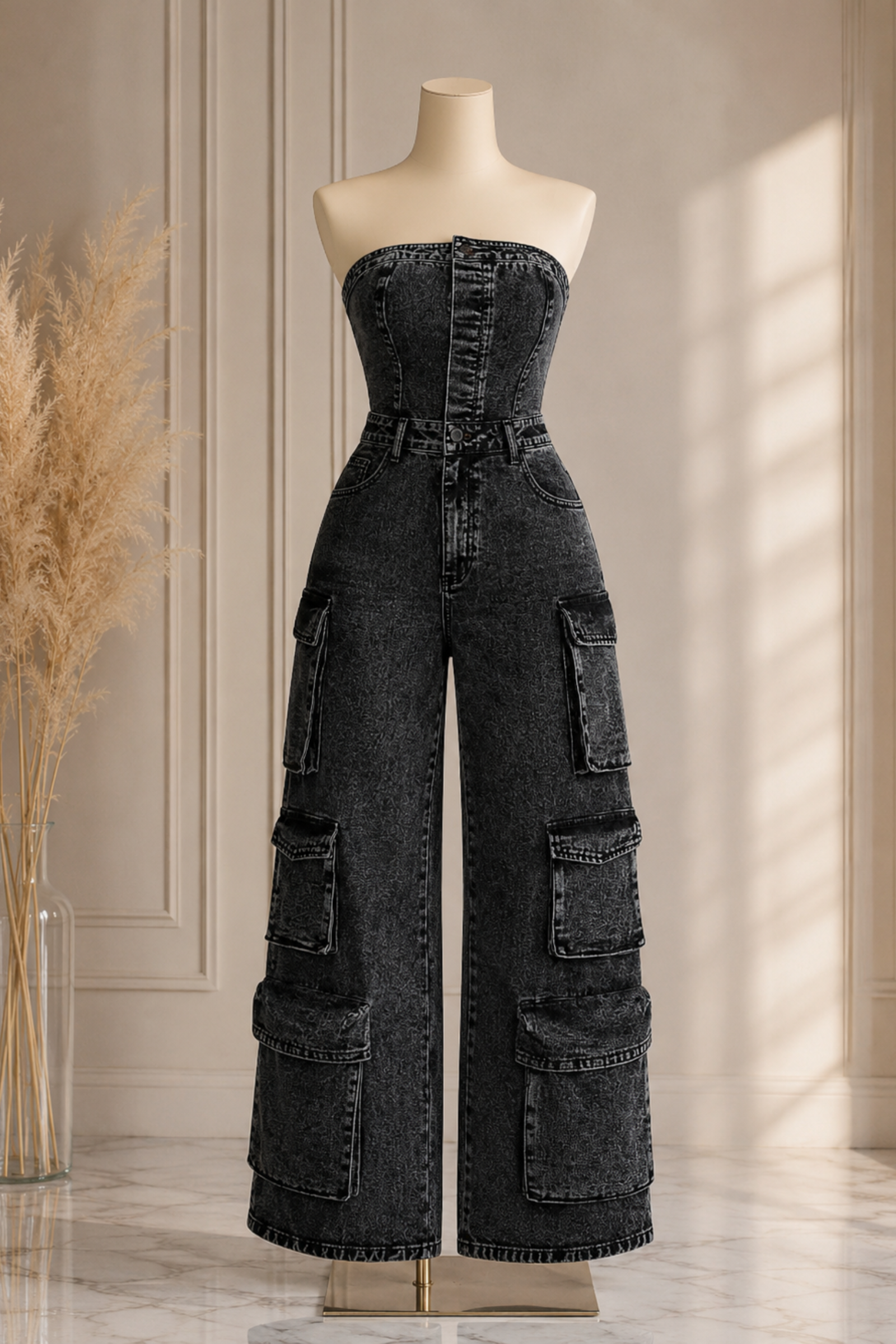Éclipse Cargo Denim Jumpsuit