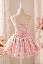 Pink Amour Sweet Girl Floral Pleated Fit & Flare Dress