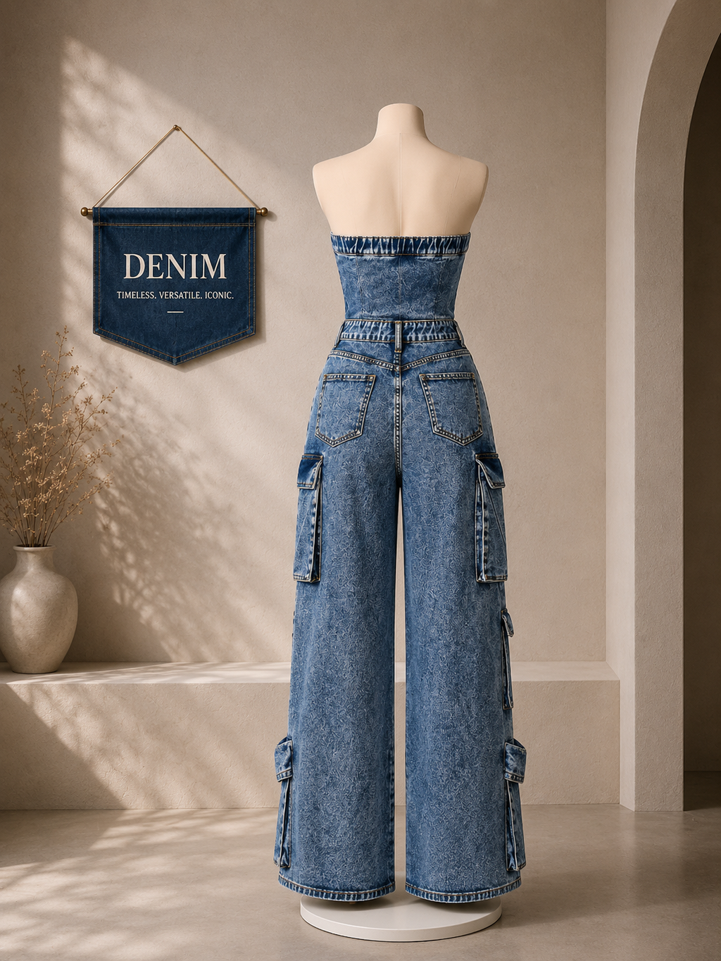 Éclipse Cargo Denim Jumpsuit