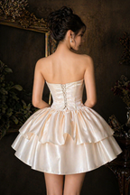 Fairytale Satin Mini Dress – Elegant Double Tier Princess Dress for Prom & Weddings