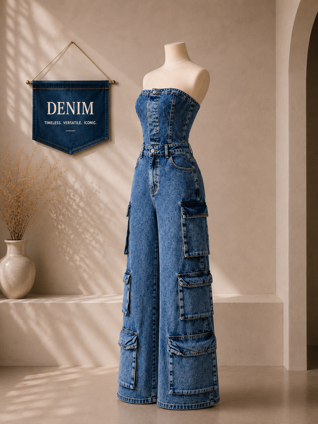 Éclipse Cargo Denim Jumpsuit